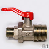 Ultra Compact isolation valve 1" BSPT male x 1/2" BSPP male with fitted 50mm lever